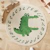 Cartoon Round Area Rug For Bedroom With Monster And Dinosaur Print Design Kids Reading Room Decor