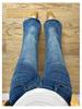 Women's Washed Low-Waist Dark Blue Micro-Flare Jeans - Bamboo Texture, Autumn Versatile, Comfortable Fit
