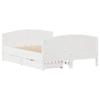 VidaXL Cadre de lit avec tête de lit blanc 135x190 cm bois pin massif, lit, lit, lit double, meuble de chambre à coucher, 3301798