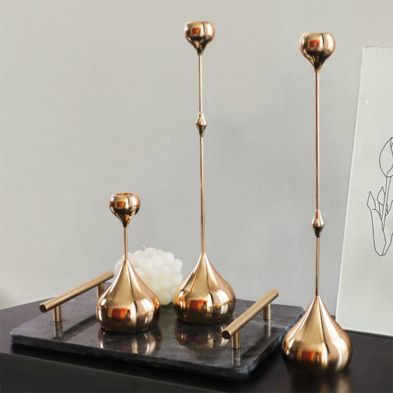 3Pcs Silver Gold Black Tabletop Candle Holders Romantic Art Table Decoration Wedding Photography Props Desktop Ornaments