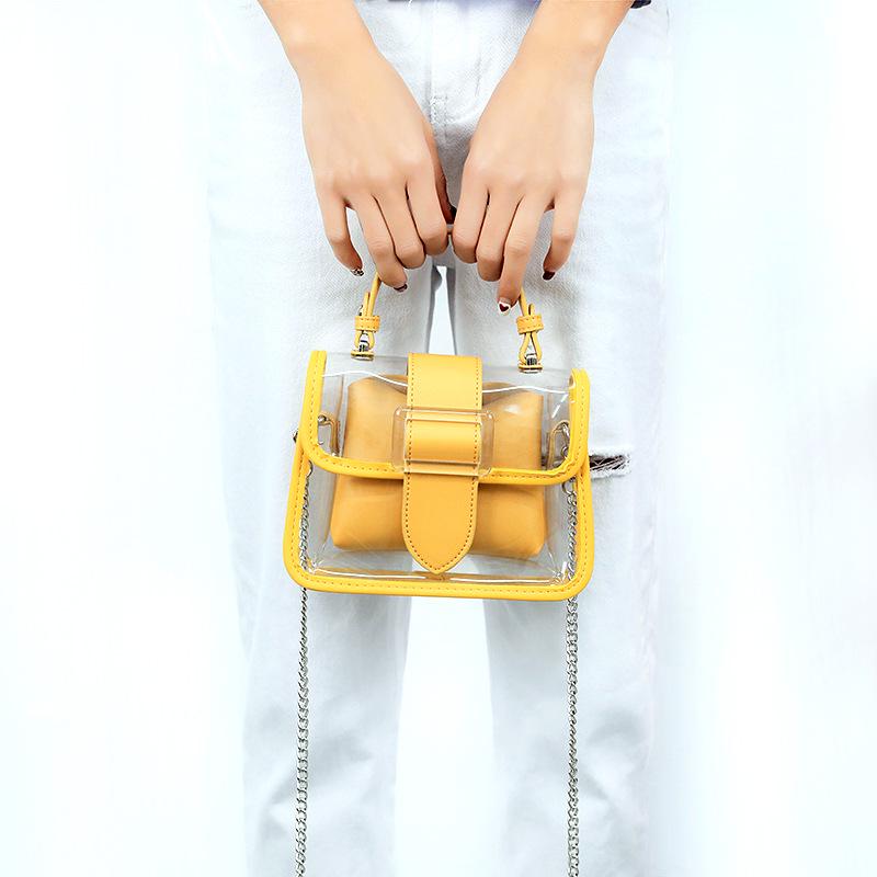 Průhledná taška, Módní celoroční gelová taška, Kabelka, Taška na řetízku, Crossbody taška