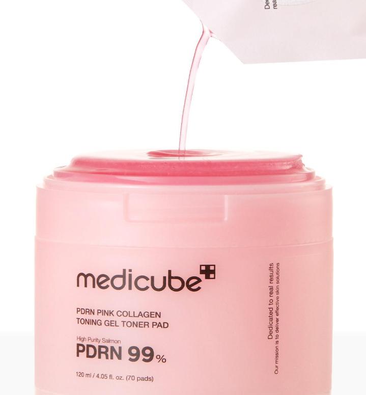MEDICUBE PDRN Pink Collagen Gel Toner Pads 70 Sheets - Hydrating & Firming K-Beauty