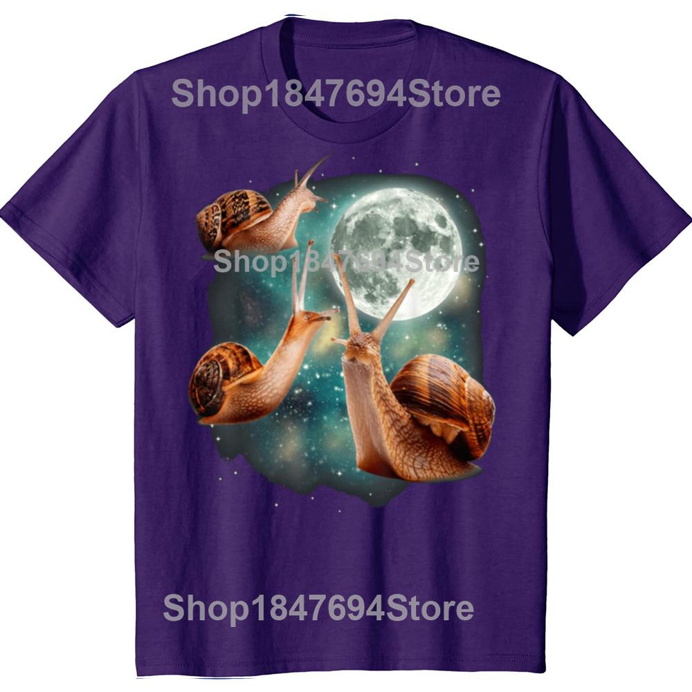 

Funny Three Snail Moon Howling 100% Cotton T-shirts Men Women s Fashion Casual Tshirt Loose Oversized Streetwear T Shirt XL