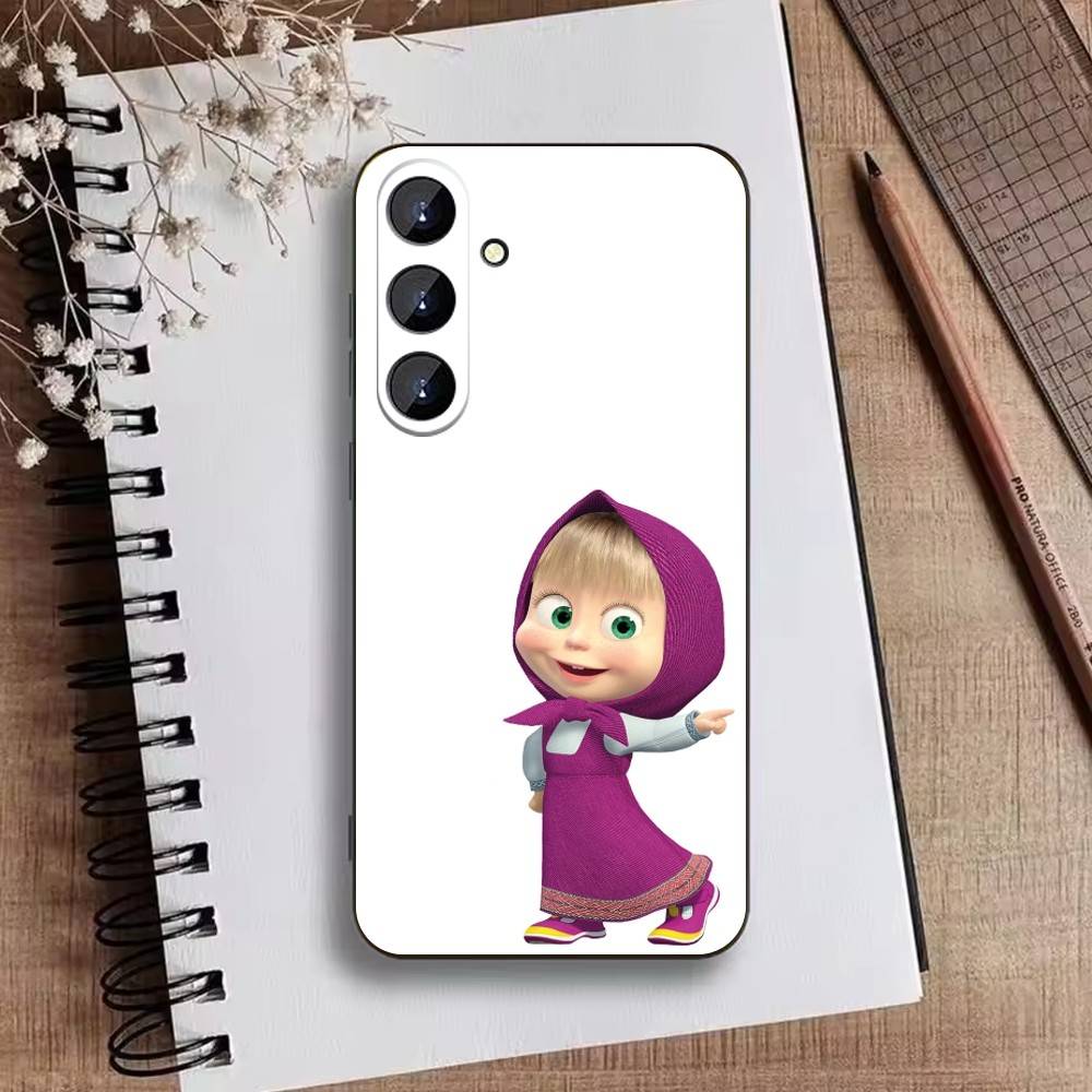 Cute Masha and the Bears Phone Case For Samsung Galaxy A73,A21s,A22,A31,A52,A53,A71,A41Soft Black Shell