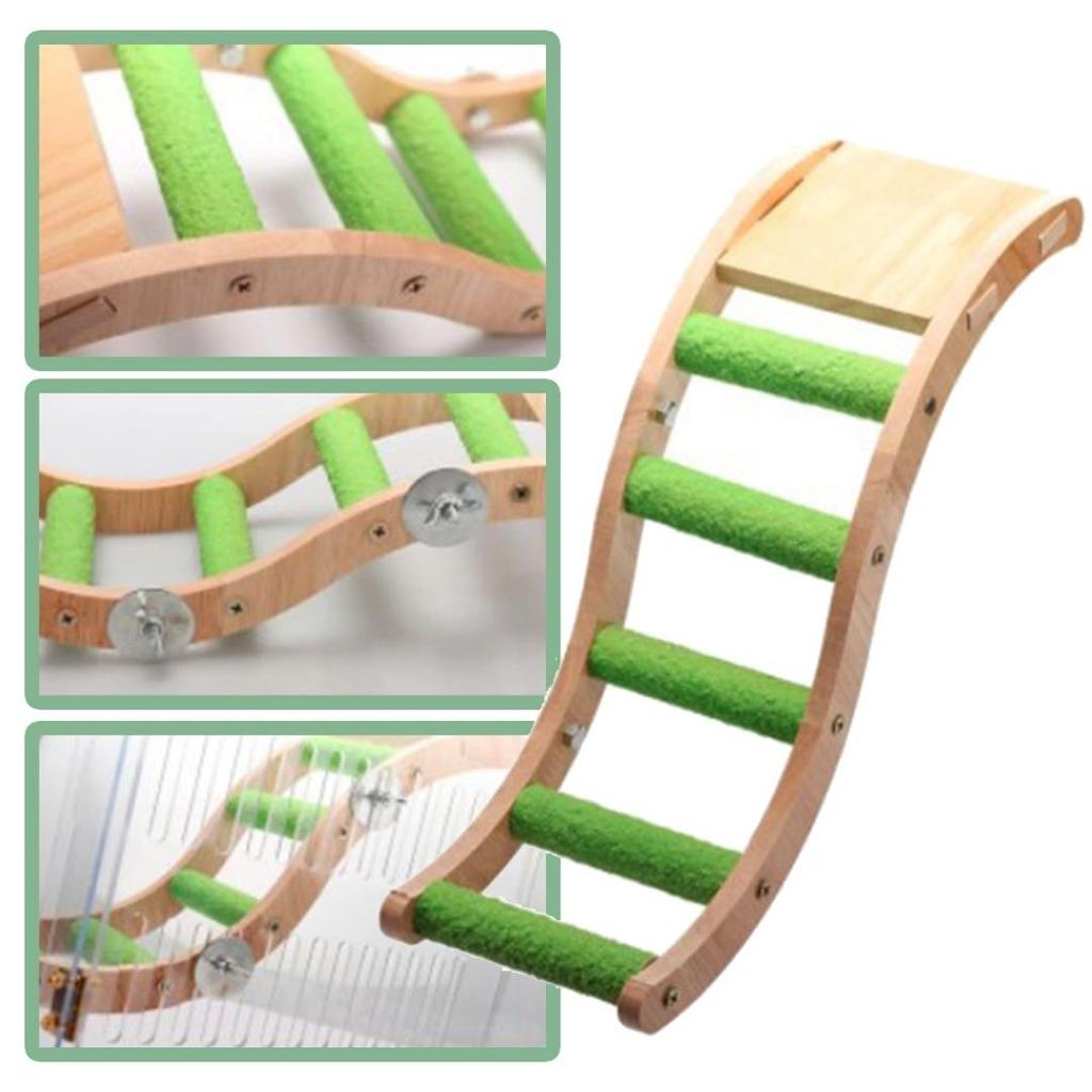 1PC Parrots Wooden Ladder Climbing Bridge Bird Perch Stand Chewing Toy Play Platform