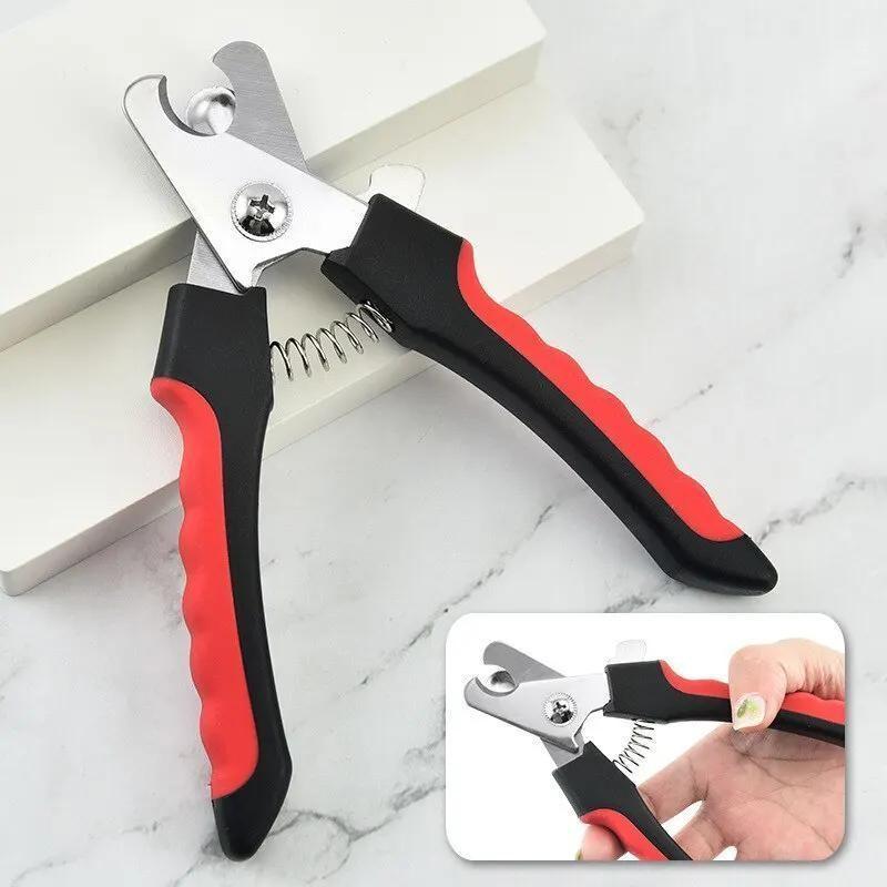 Professional Pet Nail Clipper Set for Dogs & Cats - Ergonomic, Labor-Saving Design with Safety Rounded Tip, Includes Red-Handled Clippers and Metal A