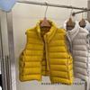 Womens Lightweight Down Vest White Duck Puffer Sleeveless Jacket Short Stand Collar Slim Fit Outerwear