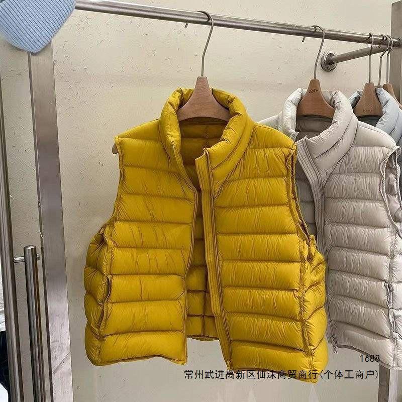Womens Lightweight Down Vest White Duck Puffer Sleeveless Jacket Short Stand Collar Slim Fit Outerwear