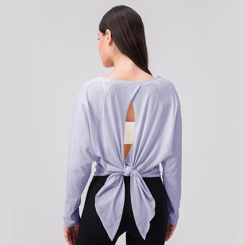 Women's Loose-Fit Yoga Long-Sleeve Tie-Back Top