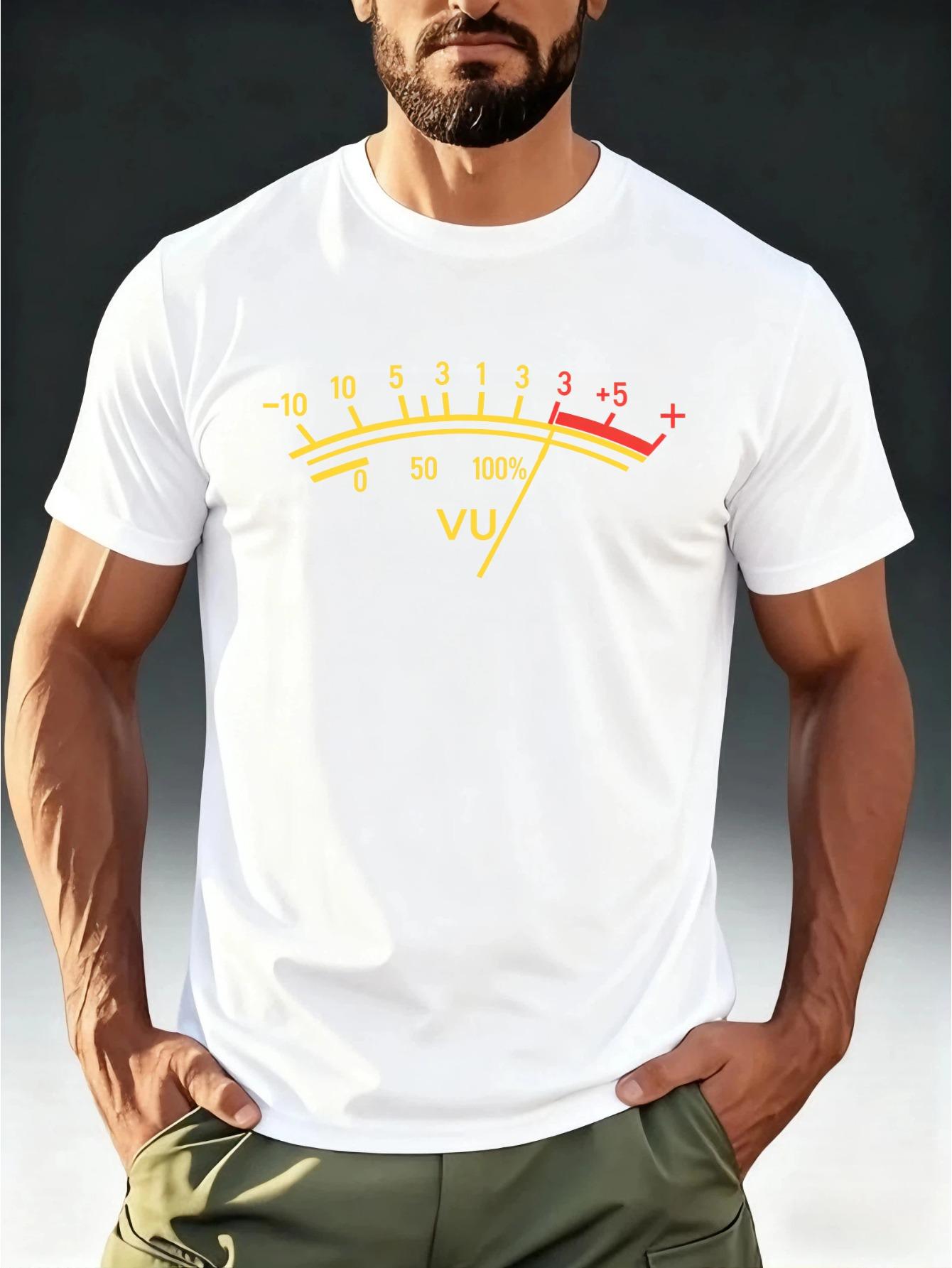 

Men S Vintage Audio Style T-Shirt Featuring a VU METER Volume Meter Print XXL