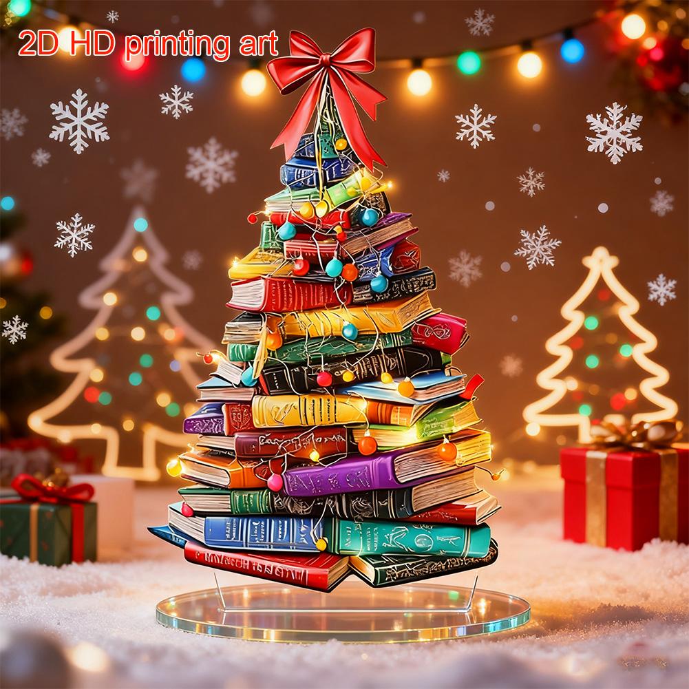 Novelty Book Christmas Tree Home Festival Inspirational Table Decoration High Quality Acrylic Gift Suitable For Parent Friend