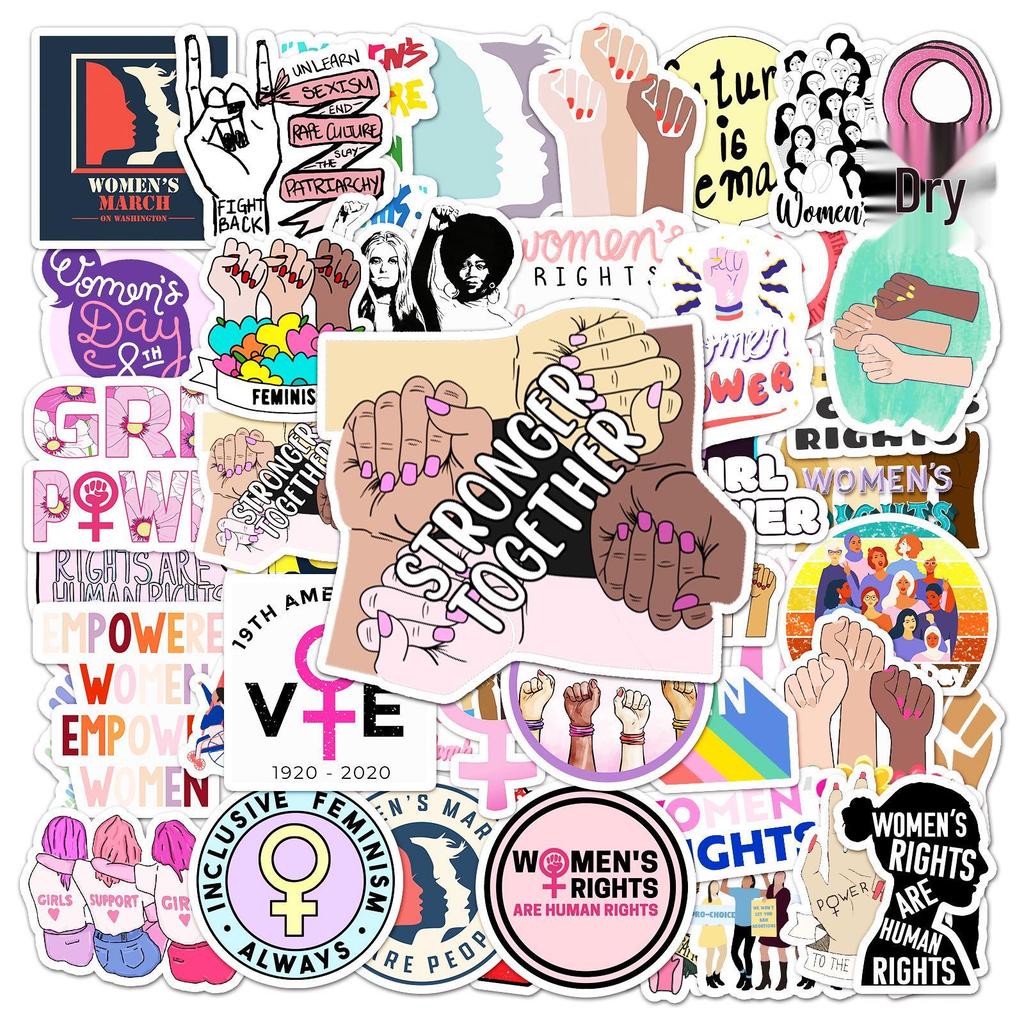 50 Feminist Cartoon Stickers: Waterproof Decals for Skateboards, Laptops, Cars, and Motorcycles Decoration.