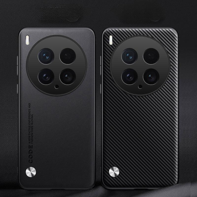 Carbon Fiber PU Leather Cover For VIVO X200Ultra X200 Pro mini X200S Matte Anti-Shock Phone Protection Cases