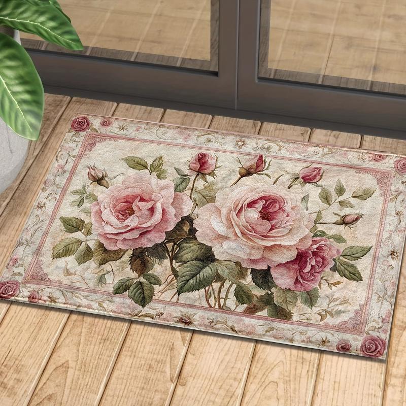 Tappetino da Bagno con Design Floreale Rosa Adatto per Camera da Letto, Bagno, WC, Cucina, Ingresso e Altre Decorazioni per la Casa