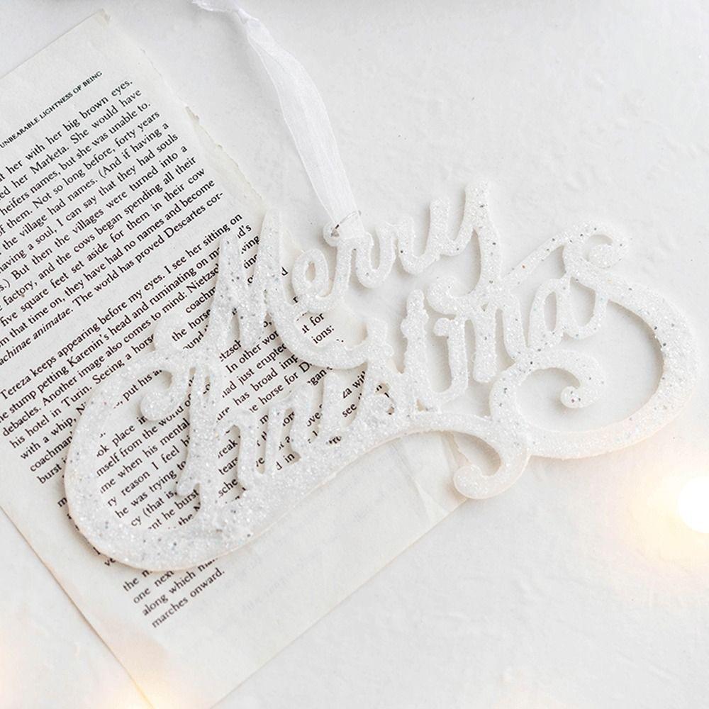 Plastic Glitter Merry Christmas Sign Sequins Christmas Tree Decoration Holiday Party Decoration