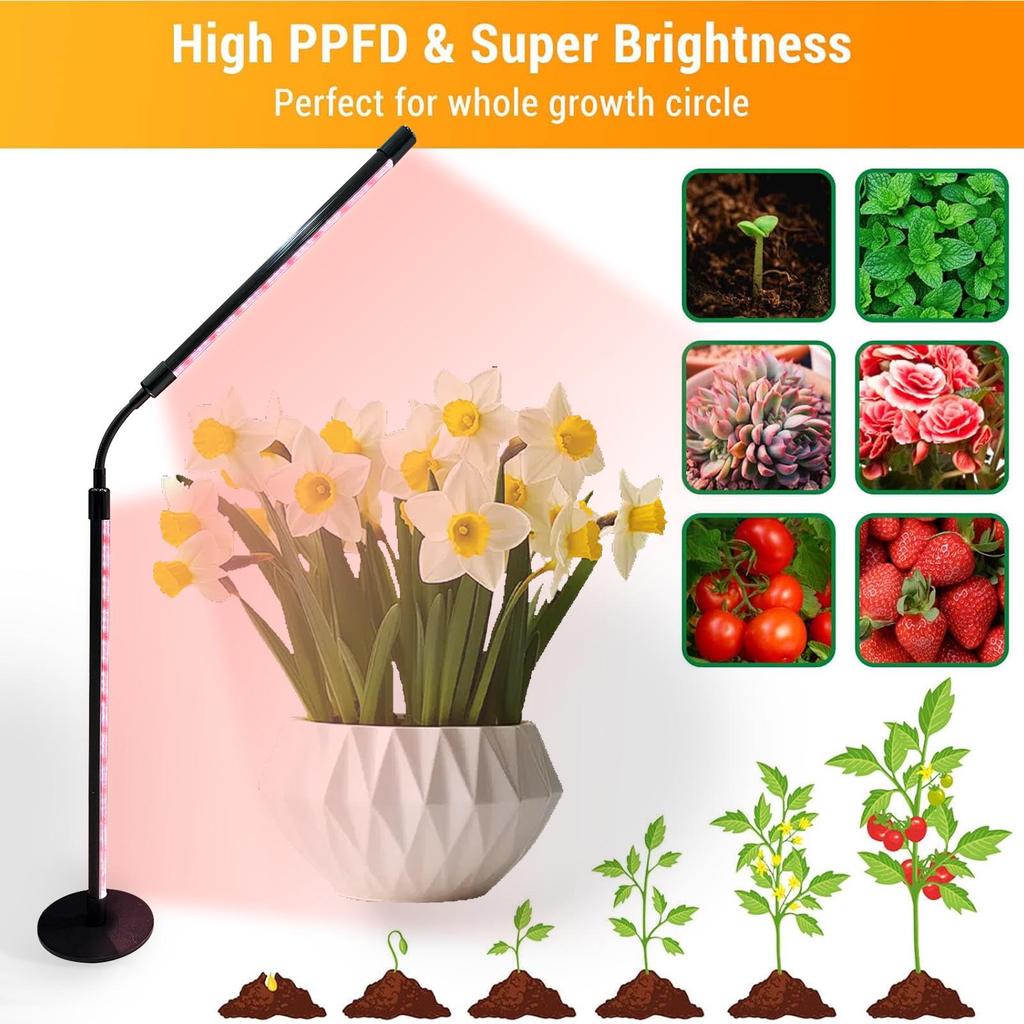 Full Spectrum LED Grow Light for Hydroponic Seedlings, Vegetables & Flowers - Lifting Desktop Quantum Board