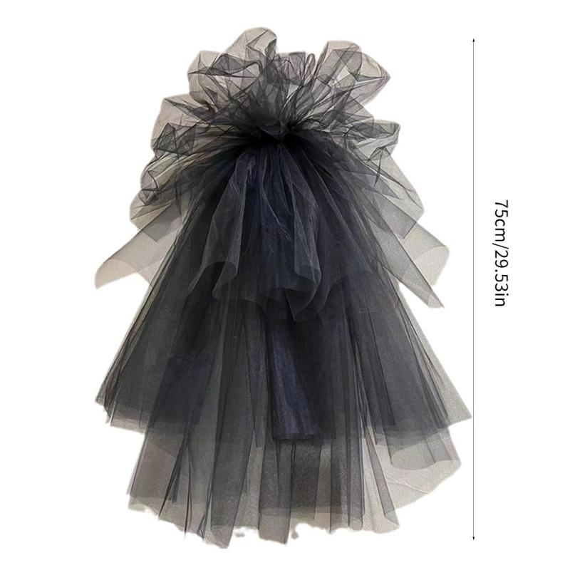 Bridal Veil Bride Princess Tulle Headscarf Gothic Black Bachelorette Party Hen Party Bride Veil Hen Party Head Scarf
