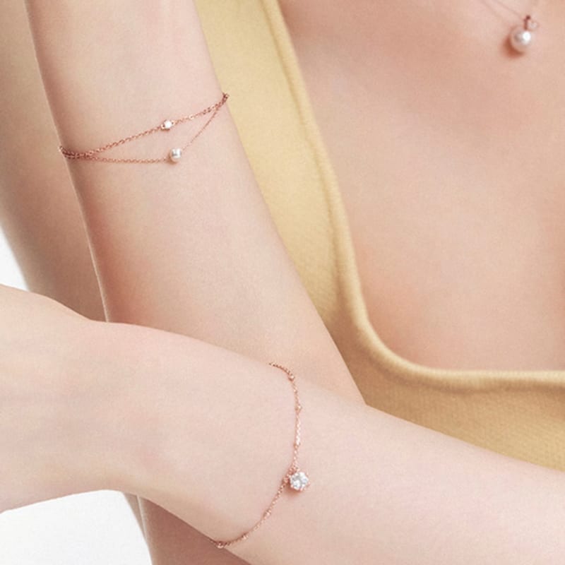 

Tirr Lirr Ball Chain Round Cubic Silver Pink Bracelet TBSSVP10672M single type