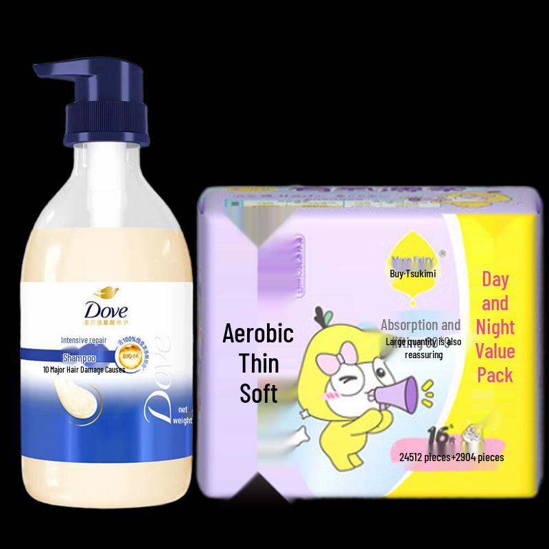 Dove Intensive Nourishment Shampoo & Jieting Sanitary Napkins Bundle