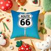 Classic Route 66 Retro Cushion Cover Plush Fabric Soft Double-Sided Printed Sofa Warm Winter Home Gift Pillow Cover