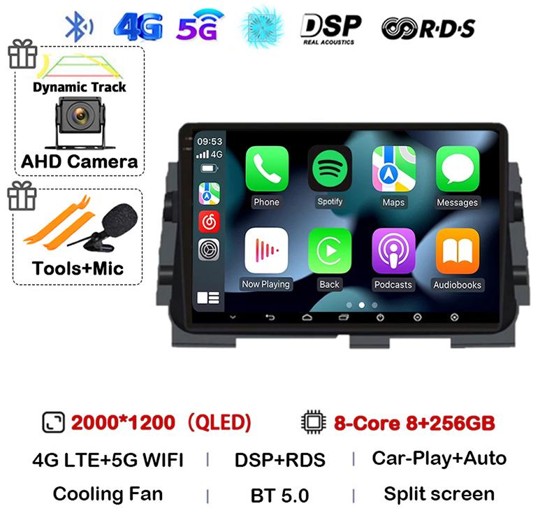 Android 14 Wireless Carplay+Auto For NISSAN MICRA KICKS 2017 2018 2019 Car Radio Multimedia DSP Video Player GPS Navi 360 Camera