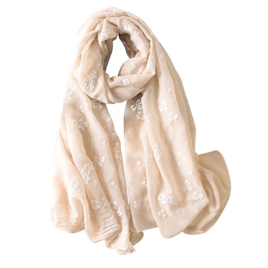 Leisure Flowers Printed Linen Long Shawl Travel Beach Anti-UV Scarf Stole Gift