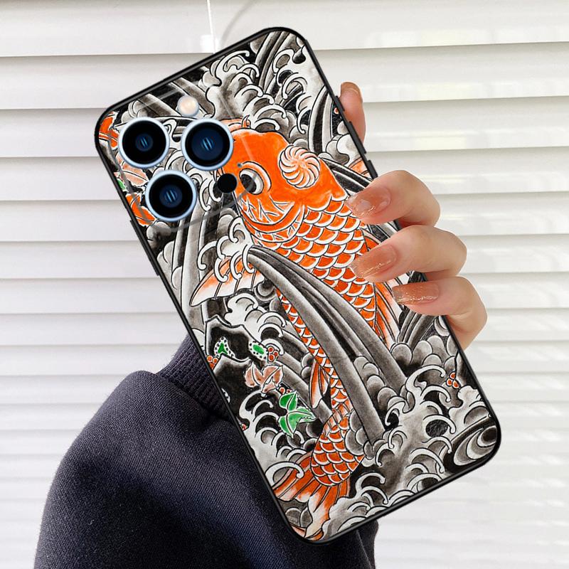 

Japanese Koi Phone Case For iPhone 16 14 13 12 11 15 17 Pro Max mini 15 16 Plus 16e 17 Air Cover Fundas iPhone 16e