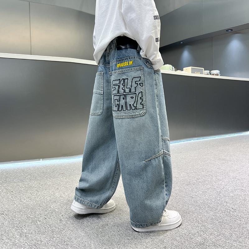 Jeans da lavoro da donna Primavera e Autunno Pantaloni dritti Ragazzi Gambe larghe