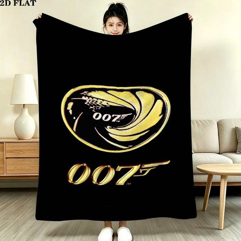 Flanelová deka s potiskem 007, Vysoce kvalitní, Pohodlná pro všechna roční období, Domácí dekorace, Teplo a pohodlí, Perfektní pro vánoční dárky