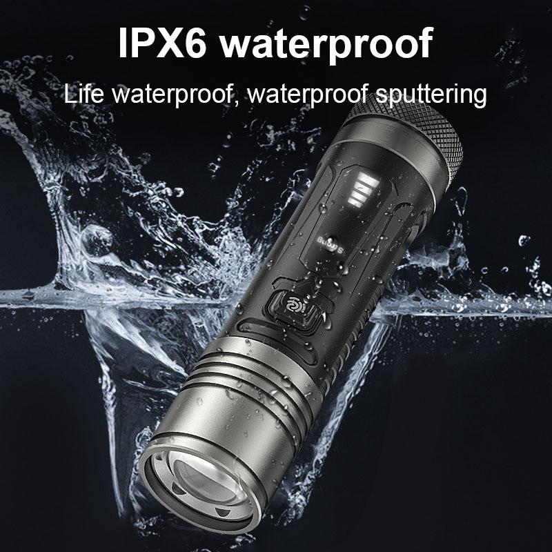 Powerful Flashlight 200W LED Torch High Lumen 1000000LM Lamp Dimmable Flash Light Waterproof Torch Light Rechargeable Lantern