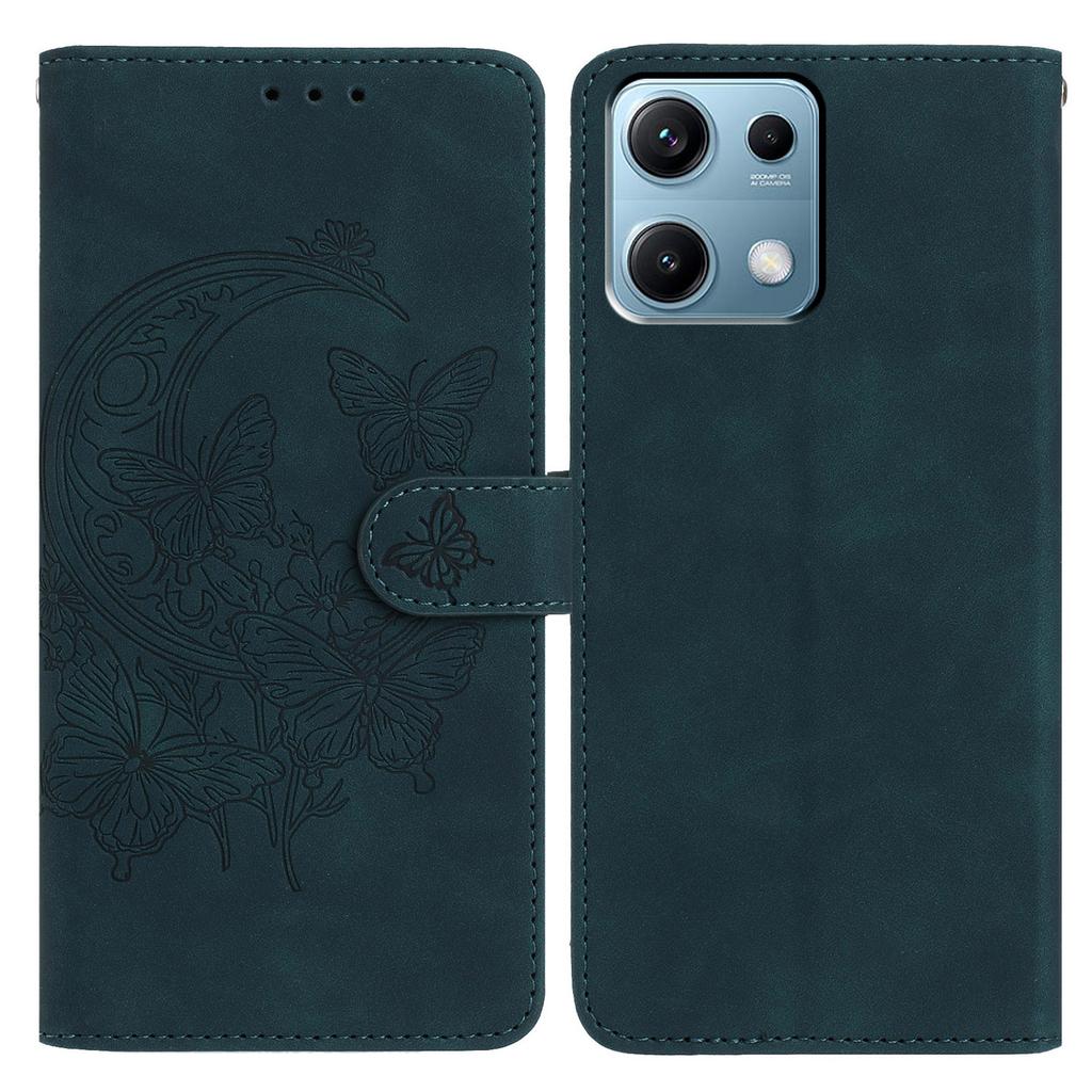 Für Xiaomi Redmi Note 14S 4G Hülle Schmetterlingsblumen-Prägung PU-Leder Geldbörse Ständer Handyhülle