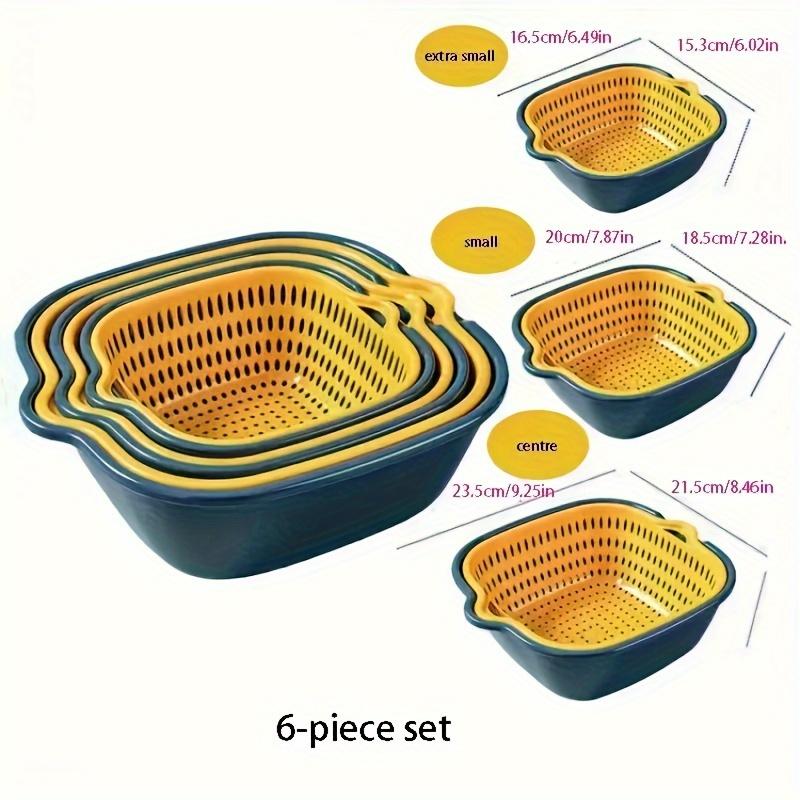 6pcs Reusable Vegetable Washing Basket, Filter Screen Basket, Kitchen Household Filter Screen, Fruit and Vegetable Washing Basket, Kitchen Supplies