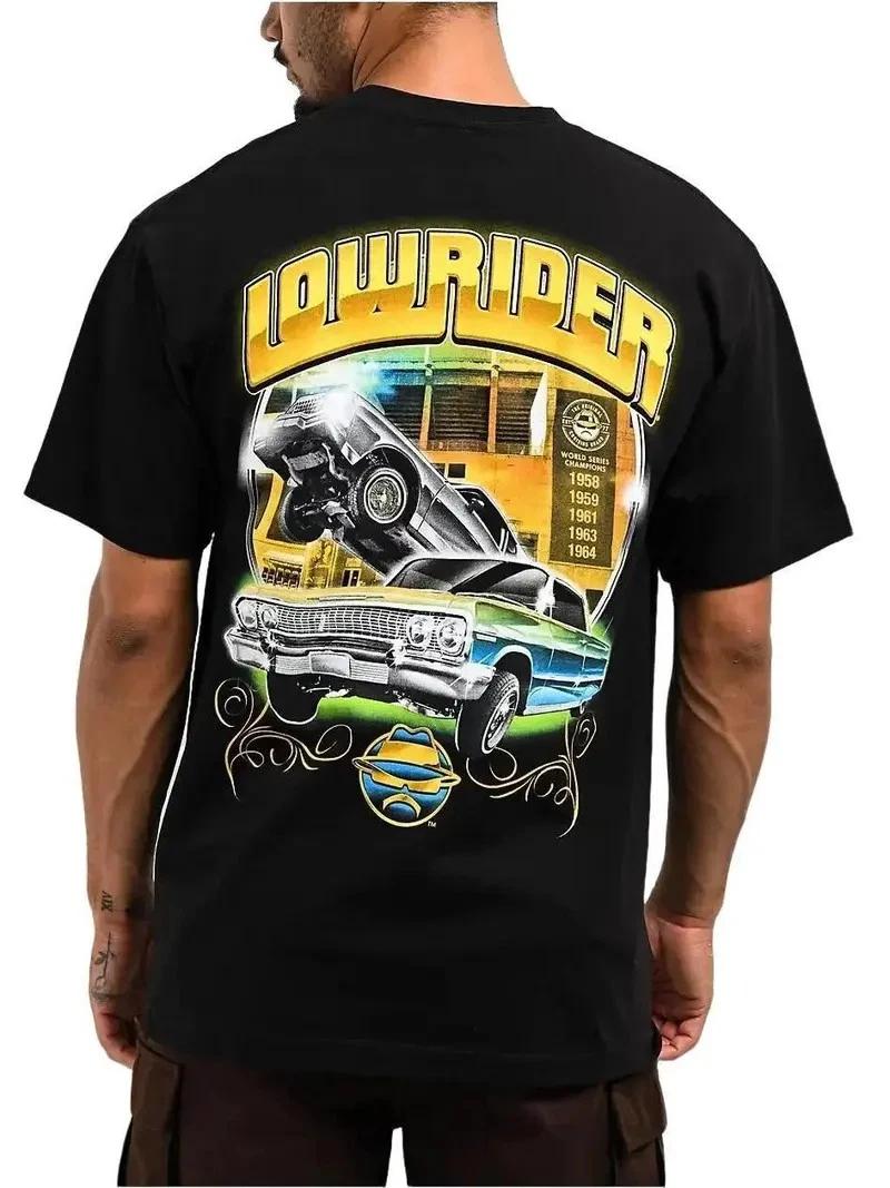 Lowrider Black 2 Sided T-Shirt, Chicano Art, Graphic Unisex Shirt, Cotton Casual L