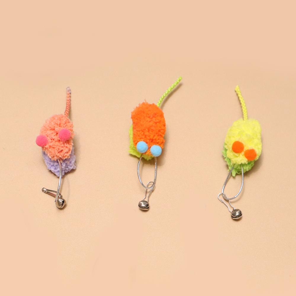 10pcs Random Mix Plush Mini Mouse Change Heads Cat Teaser Stick Pet Toy Supplies