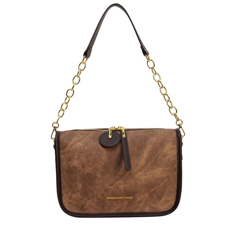 Ielgy Large-Capacity Bag Contrast Color Shoulder Messenger Bag Retro High-End Ladies Pillow Bag