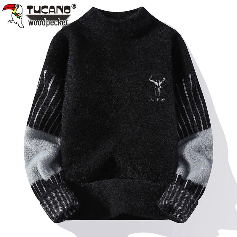TUCANO Men's Faux Mink Fleece Mock Neck Sweater