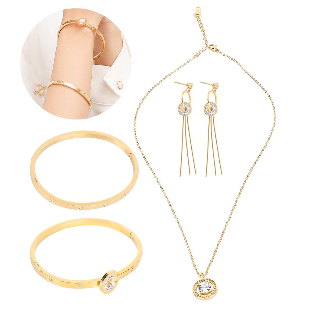 Damen Frauen Schmuckset Halskette Ohrringe Armband Set für Party Hochzeit Geburtstag