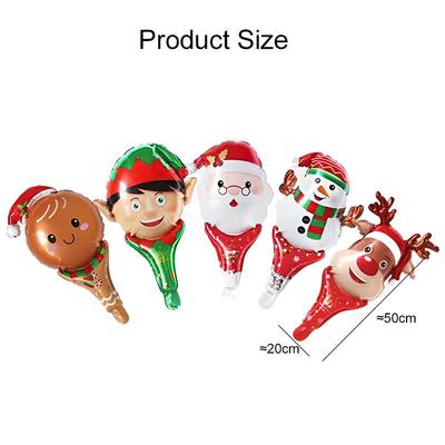 5/10/15/20pcs Christmas Balloon Handheld Stick Aluminum Film DIY Decoration Balloons for Festival Party Gathering Gifts TMZ