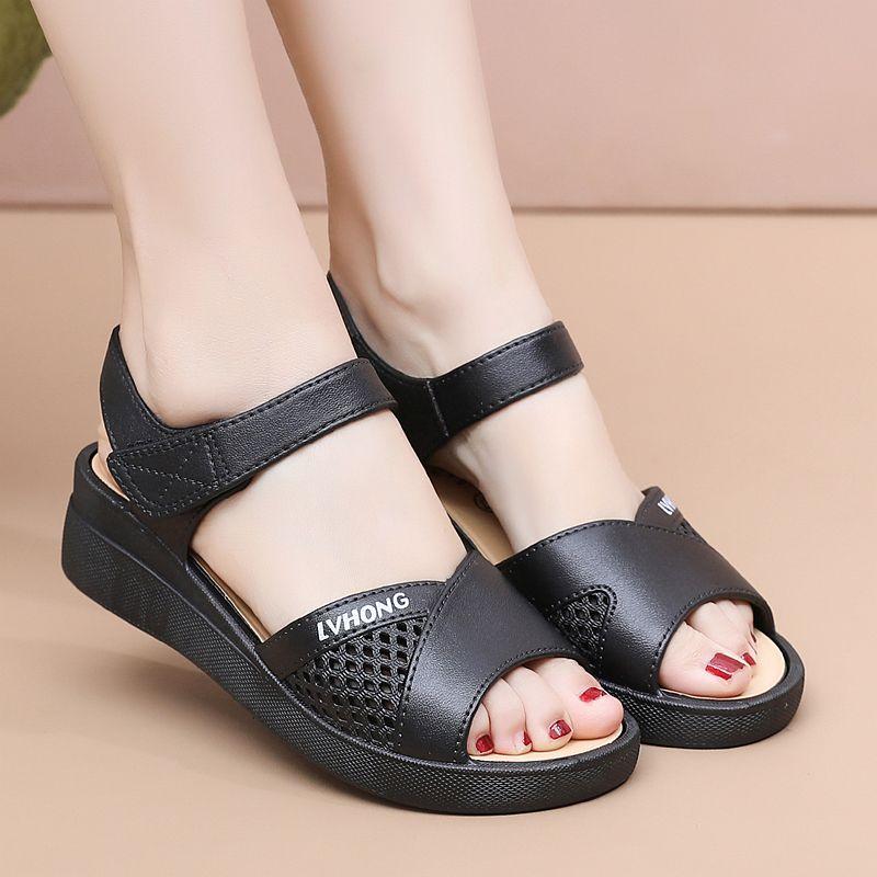 New Slope Heel Comfortable Sandals for Women Mom's Summer Fashion Non Slip Sandals