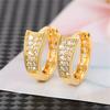 Cute Female White Zircon Stone Round Hoop Earrings Vintage Fashion Gold Color Wedding  For Women