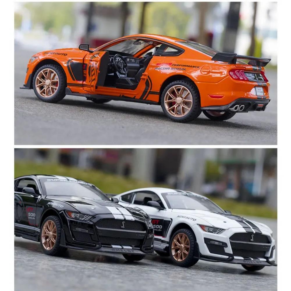 1/24 Ford Mustang Shelby GT500 Alloy Muscle Car Model Sound and Light Pull Back Children's Toy Collectibles Birthday Gift