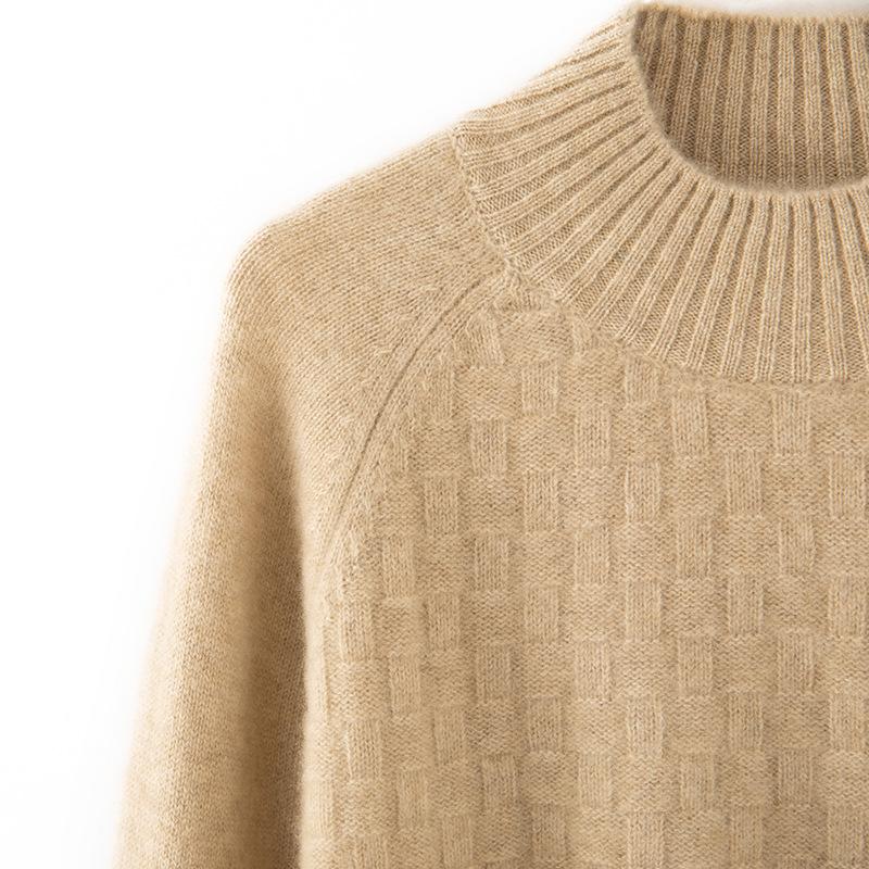 Women's Thick Cashmere Raglan Cable Knit Sweater – Autumn/Winter Loose Designer Pullover