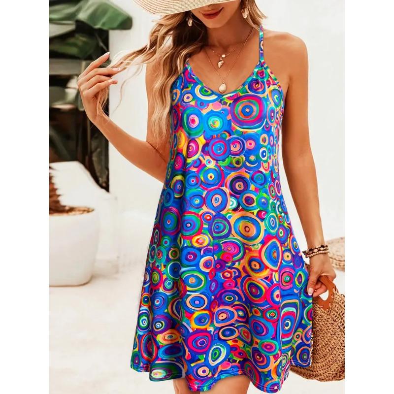 New spring and summer printed strapless women's dress