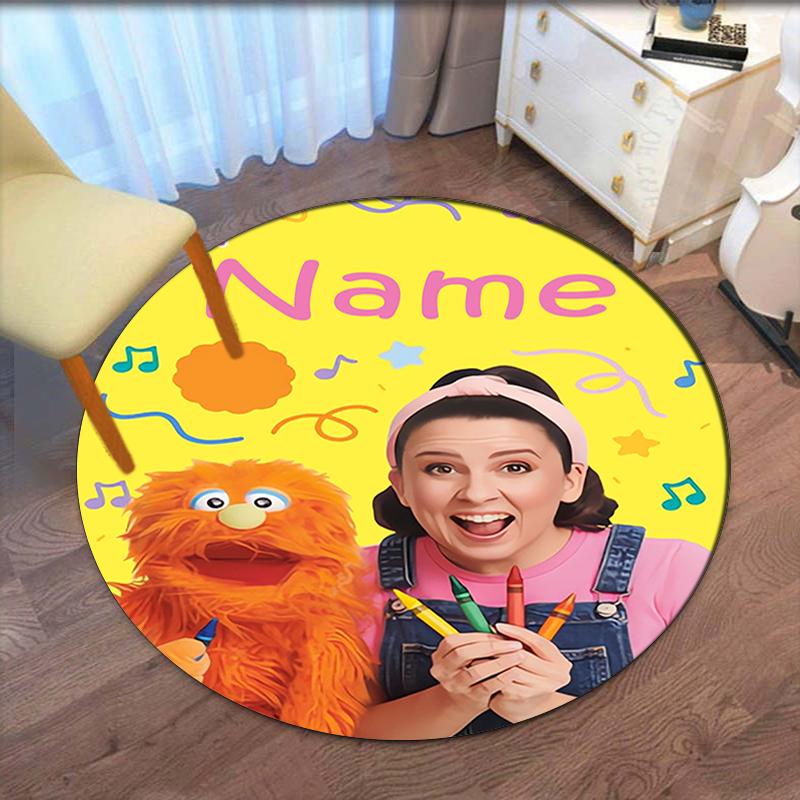 Custom Name Ms. Rachel Printed Round Rug Carpet Chair Rug Area Rug Entryway Doormats,for Office Chair Living Room Bedroom Kitchen Room.