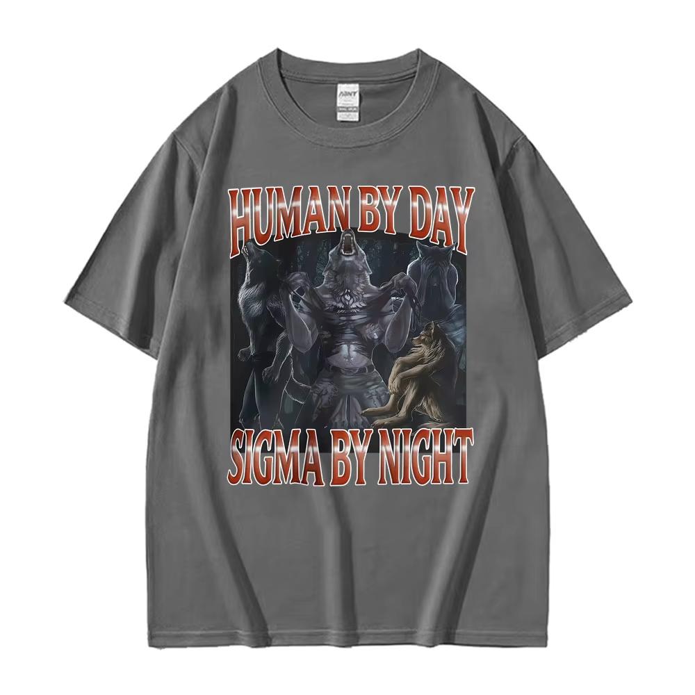 Dark Fantasy Humor Sigma Meme Werewolf Graphic T Shirt Men's Women Fashion Harajuku Gothic Clothes T Shirt Unisex Cotton T-Shirt