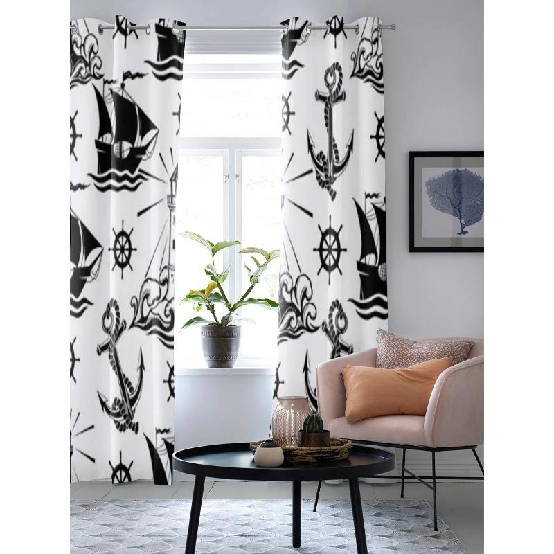 Lighthouse Ships and Anchors Luxury Window Curtain for Living Room Bedroom Home Decor Kitchen for Window Drapes