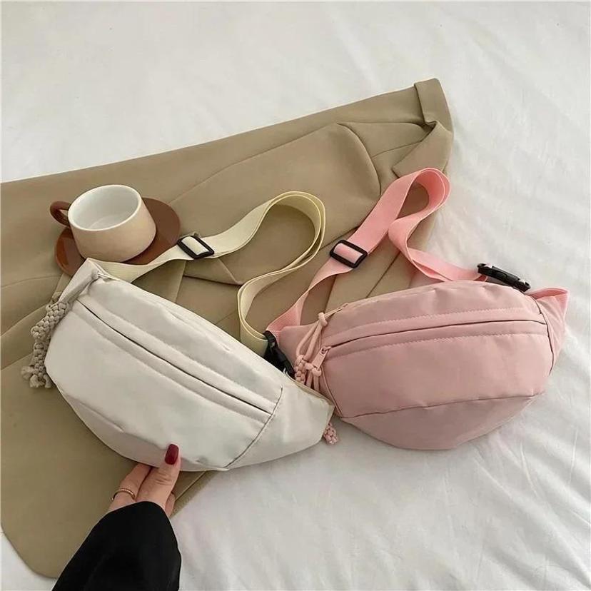1 Pcs Korean Version Simple Nylon Fabric Personalized Casual Mobile Phone Waist Bag Single Shoulder Crossbody Sports Chest Bag