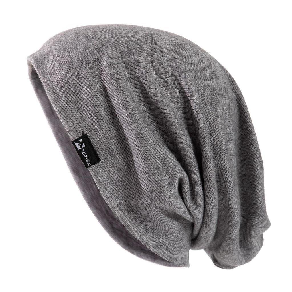 Oversized Wool Blend Micro Weight Extra Large Head Beanie Hat for Men Gray [TOP-EX] All-Day-Season Women, Skin-Friendly,