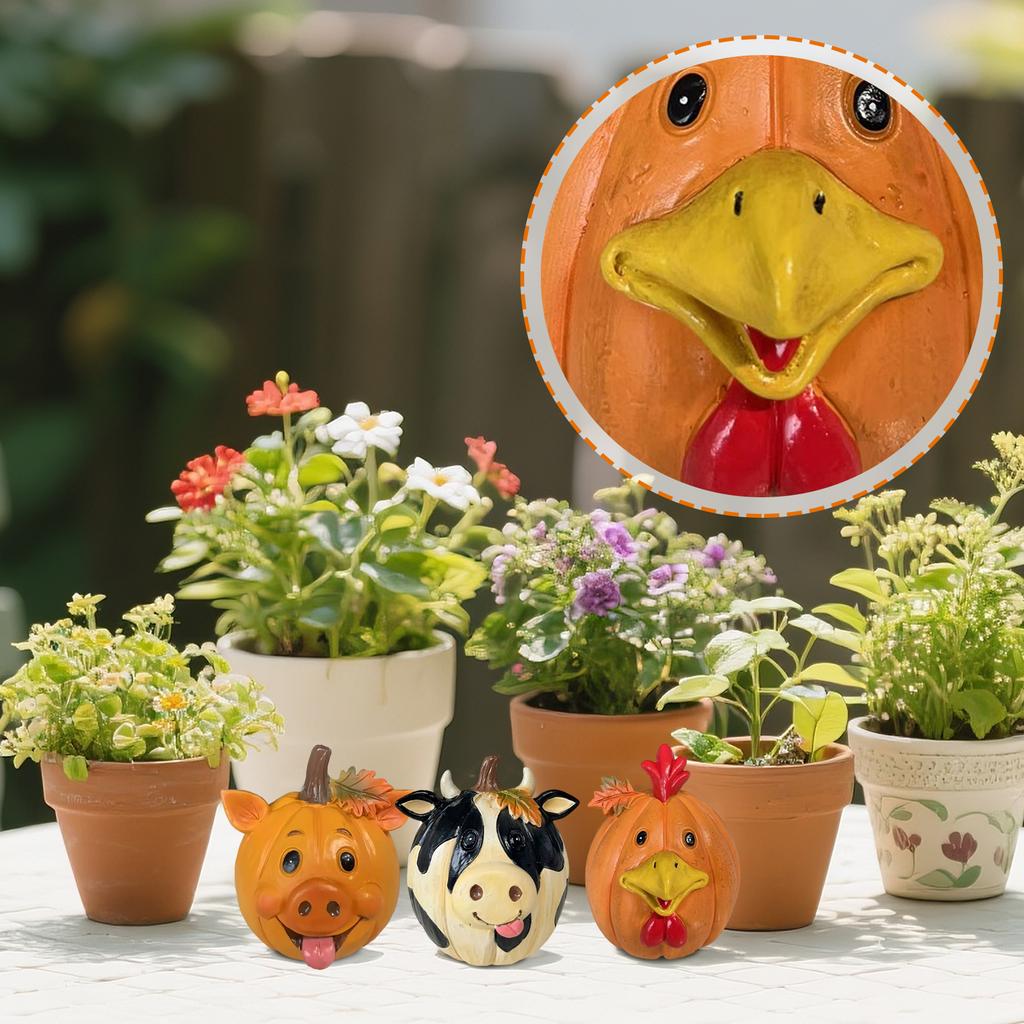 Farm Animal Pumpkin Statues, Resin Ornaments, Home Desktop Decorations, Holiday Decorations
