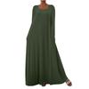 Fashionable Square Neck Long Sleeved Casual Dress Women Loose Pullover Long Dress Color